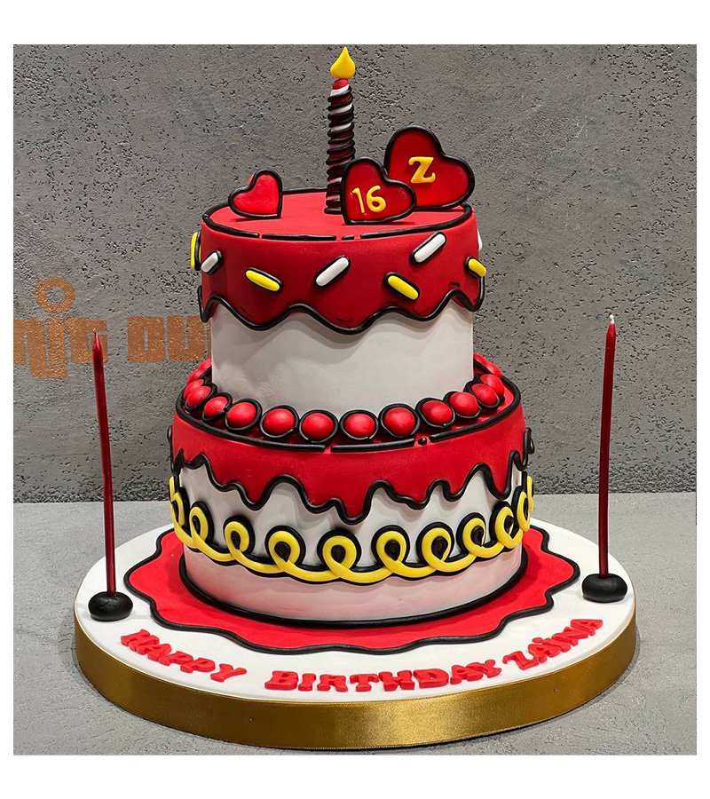 Kırmızı ve Neşeli Doğum Günü Kutlama Pastası Kırmızı ve Neşeli Doğum Günü Kutlama Pastası