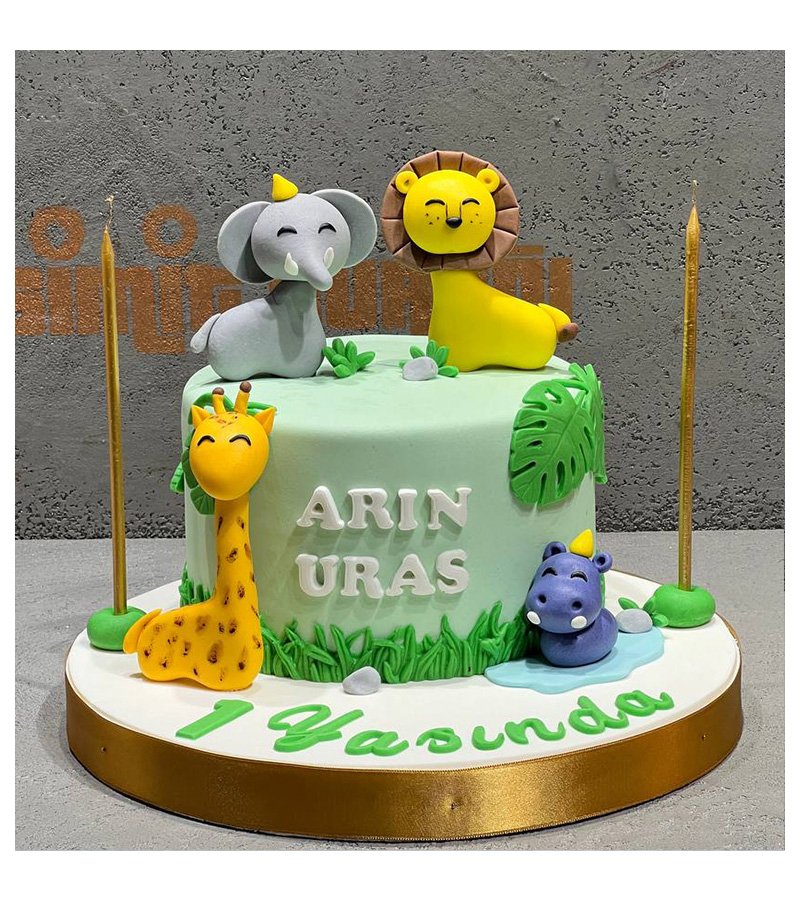 Safari Hayvanları Doğum Günü Pastası Safari Macerası Butik Pastası