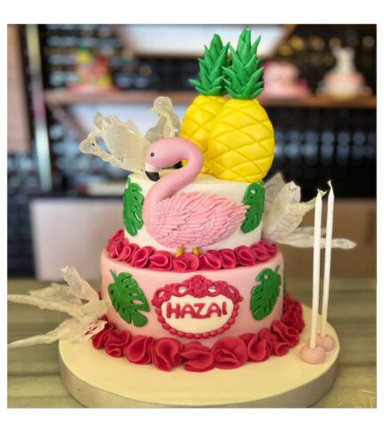 Tropikal Flamingo Butik Kutlama Pastası