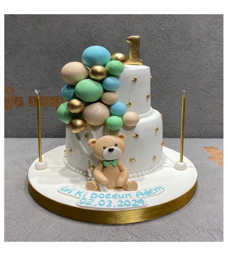 ayıcıklı doğum günü pastası